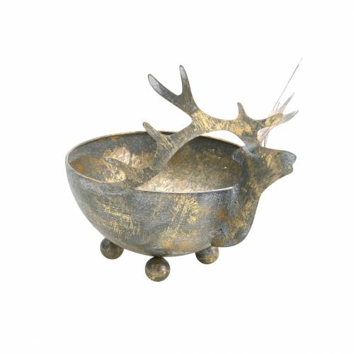 Bowl with reindeer head golden vintage look metal Ø9.5cm 2pcs