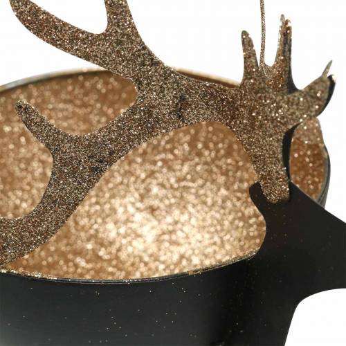 Product Bowl with Reindeer Head Black, Golden Metal Ø11/14cm Set of 2
