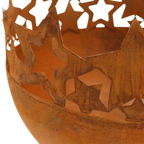 Floristik24 Metal bowl with stars, Christmas decoration, decorative vessel patina Ø25cm H20.5cm