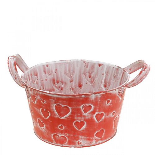 Floristik24 Metal bowl heart pattern, planter, planter bowl with handles Ø17.5cm