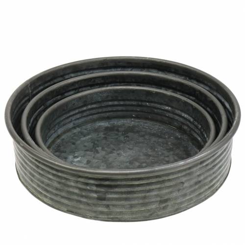 Floristik24 Zinc bowl round gray Ø23.5 / 27 / 31cm set of 3