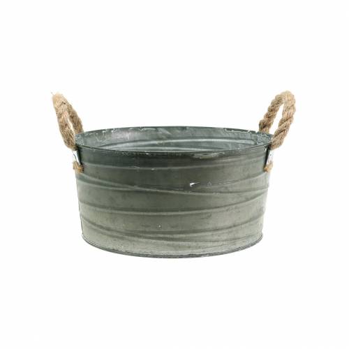 Floristik24 Zinc bowl winding pattern with rope handles washed white Ø21cm H11cm