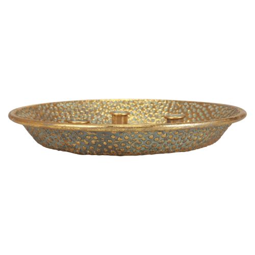 Floristik24 Candle plate metal antique stick candle holder gold Ø32cm
