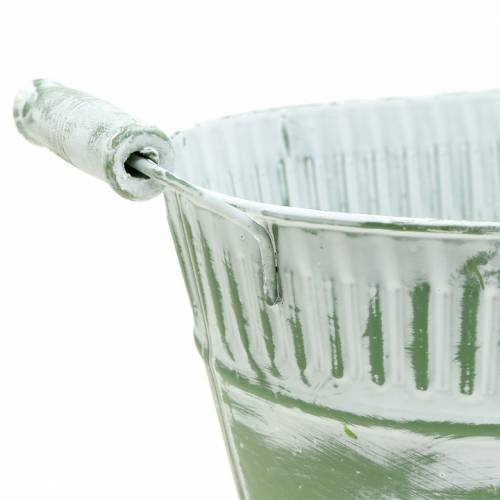 Product Planter oval green washed white 28cm x 17cm H12cm