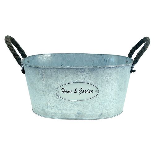 Floristik24 Bowl oval with rope handles 36x24x17cm grey