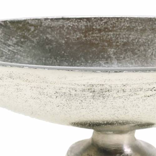 Product Oval bowl with silver metal base 20.5cm H7cm