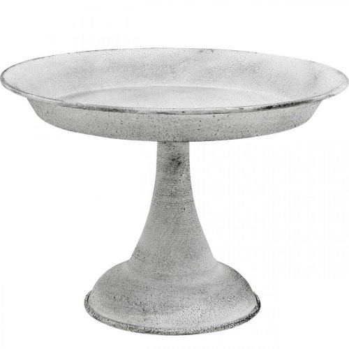 Floristik24 Decorative bowl with foot decorative plate metal white Ø22cm H15.5cm