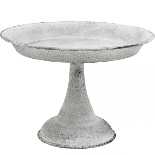 Floristik24 Decorative bowl with foot decorative plate metal white Ø22cm H15.5cm