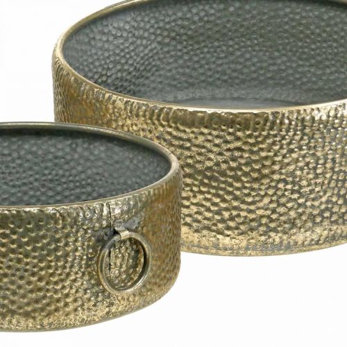 Product Decorative bowl antique look metal planter golden Ø37/31cm set of 2