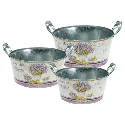 Floristik24 Planting bowl 3-set round lavender Ø17-23cm