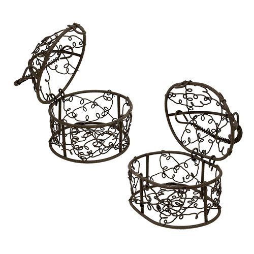 Floristik24 Wire box oval, round brown 2-set