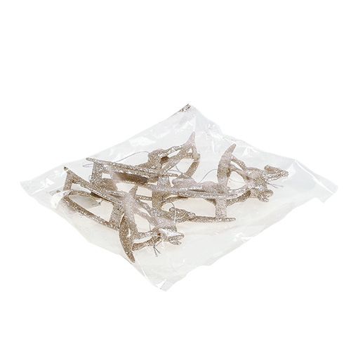 Floristik24 Rocking horse 7,5cm gold with glitter 6pcs