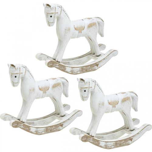 Floristik24 Decorative rocking horse Christmas white 13x4.5x11.5cm 3pcs