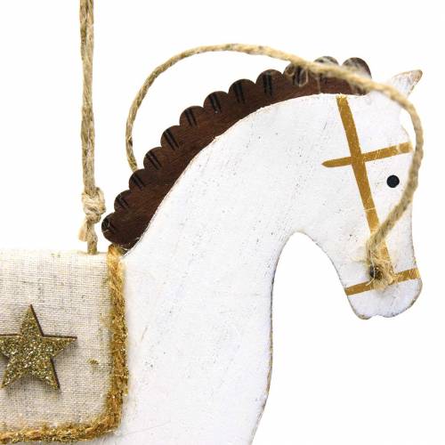 Floristik24 Rocking horse to hang white wood H17cm 3pcs Christmas in vintage style