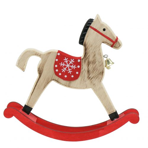 Floristik24 Rocking horse wood natural, red 21.5cm H21cm