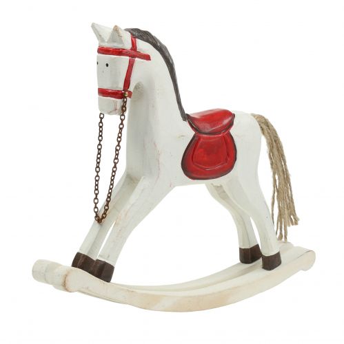Floristik24 Rocking horse wood white, red 25cm x 20.5cm
