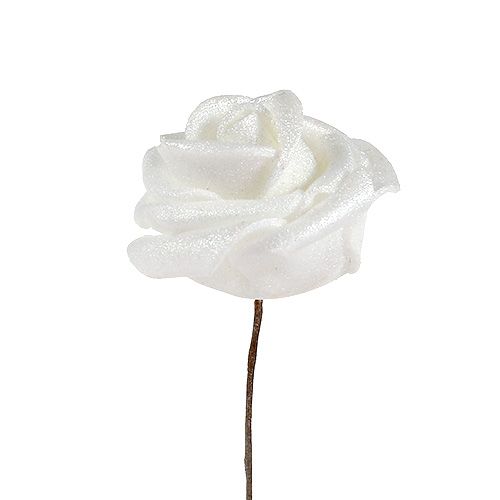 White foam roses with mother of pearl Ø2,5cm 120pcs