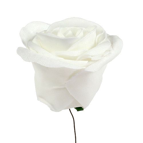 Floristik24 Foam roses white with mother of pearl Ø6cm 24 pcs