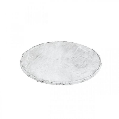 Product Decorative wooden disc with bark white coaster plywood Ø20cm