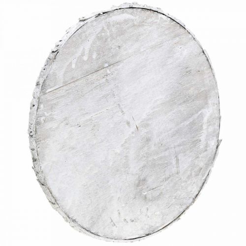 Product Decorative wooden disc with bark white coaster plywood Ø20cm