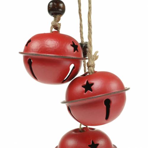 Floristik24 Bells with star on the ribbon for hanging red L30cm 2pcs