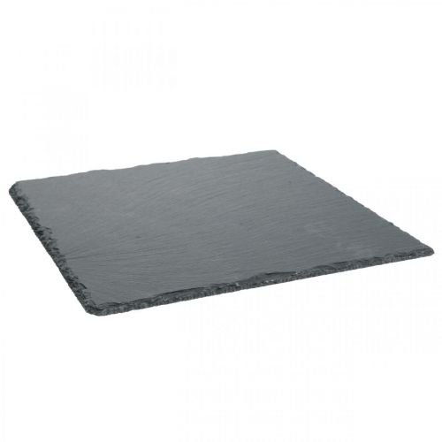 Floristik24 Slate plate square, decorative tray natural stone 25×25cm 2pcs