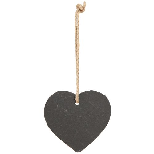 Product Slate board small heart for hanging black 7.5cm 6pcs