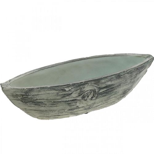 Floristik24 Plant bowl oval concrete boat wood design 37×11.5cm H10cm