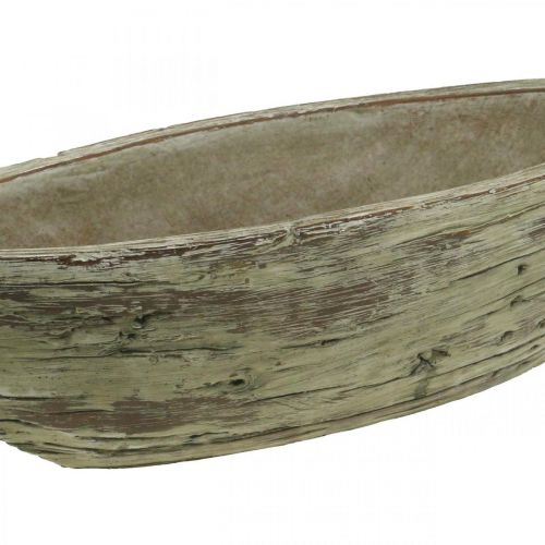 Floristik24 Planter bowl oval concrete wood look light brown 37 × 11.5cm H10cm