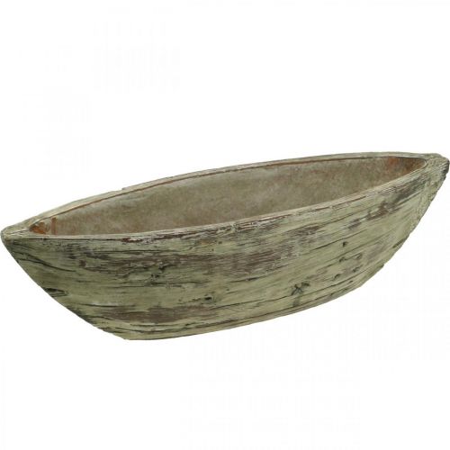 Floristik24 Planter bowl oval concrete wood look light brown 37 × 11.5cm H10cm