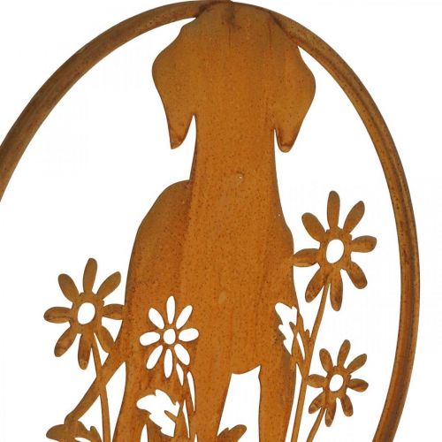 Floristik24 Metal sign patina dog with flowers Ø38cm