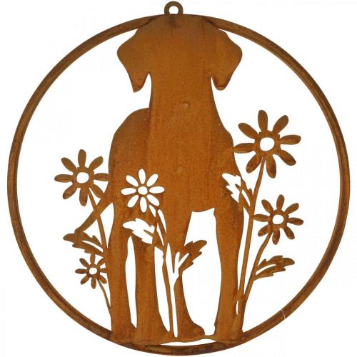 Floristik24 Metal sign patina dog with flowers Ø38cm