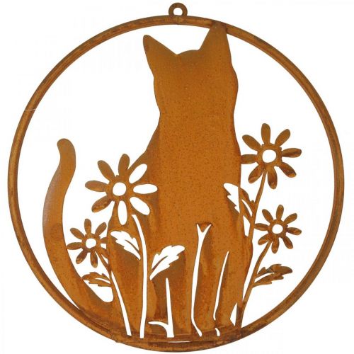 Floristik24 Metal sign patina cat with flowers Ø38cm