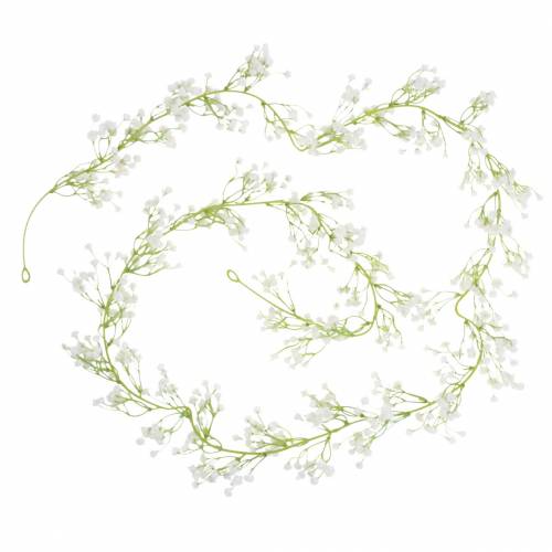 Floristik24 Wedding decoration garland gypsophila with eyelets white 180cm