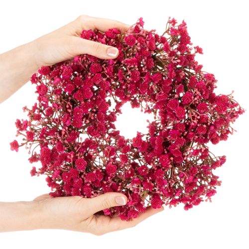 Artificial Gypsophila Wreath Pink Red 30cm  

```html
<h2>Artificial Gypsophila Wreath for Indoor Decoration</h2>

<p>This artificial wreath features a vibrant pink-red design with gypsophila flowers and realistic green foliage. Made from high-quality art | Floristik24.co.uk