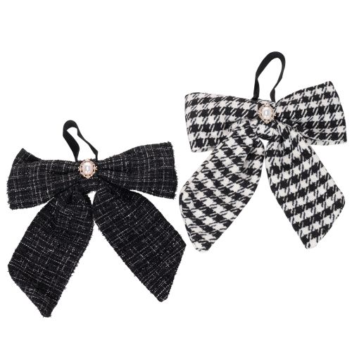 Checkered Fabric Bows with Brooch and Loop 24cm, Set of 2 buy online | Floristik24.co.uk