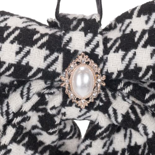 Checkered Fabric Bows with Brooch and Loop 24cm, Set of 2 | Floristik24.co.uk