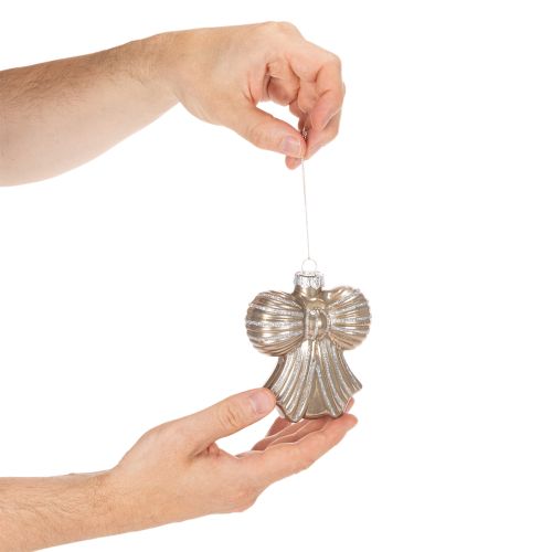 Glass Christmas Ornaments Bow Design 10cm Set of 2 in Brown Tones | Floristik24.co.uk