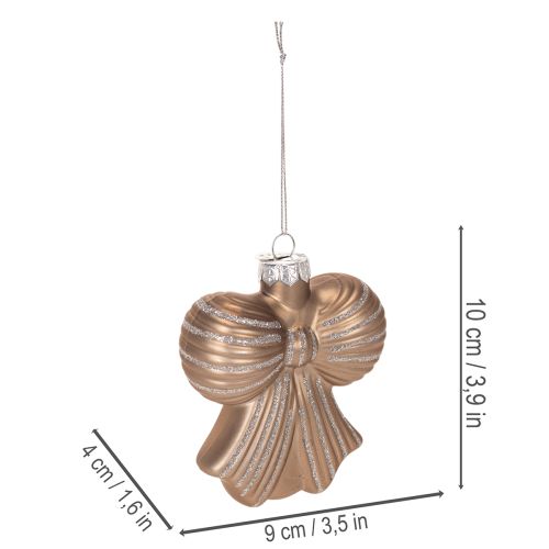 Glass Christmas Ornaments Bow Design 10cm Set of 2 in Brown Tones | Floristik24.co.uk