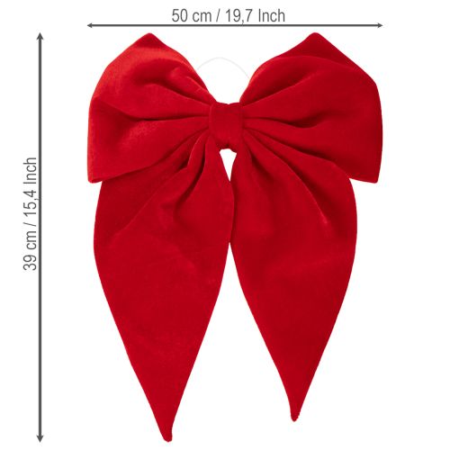 Red Velvet Bow 50cm Decorative Bow for Indoor Door or Window | Floristik24.co.uk