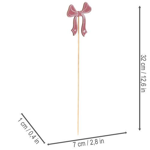 Wooden Bow Flower Picks 32cm Set of 12 in Red and Pink | Floristik24.co.uk