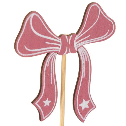 Wooden Bow Flower Picks 32cm Set of 12 in Red and Pink | Floristik24.co.uk