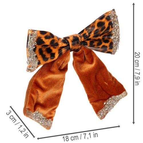 Set of 3 Decorative Animal Print Leopard Pattern Bows with Metal Clips, 20cm, Multicolor | Floristik24.co.uk