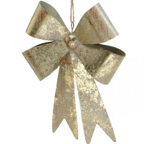 Floristik24 Bow to hang, Christmas tree decorations, golden metal decoration, antique look H23cm W16cm