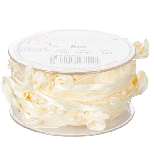 Product Ribbon Valentino cream 15mm 5m