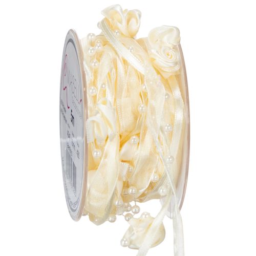 Floristik24 Ribbon Valentino cream 15mm 5m