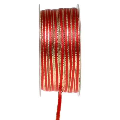 Product Ribbon gift ribbon stranded ribbon red gold 3mm 100m