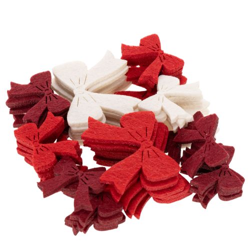 Decorative Wooden Christmas Bows 5cm Set in Red, White, and Bordeaux - Pack of 48 | Floristik24.co.uk