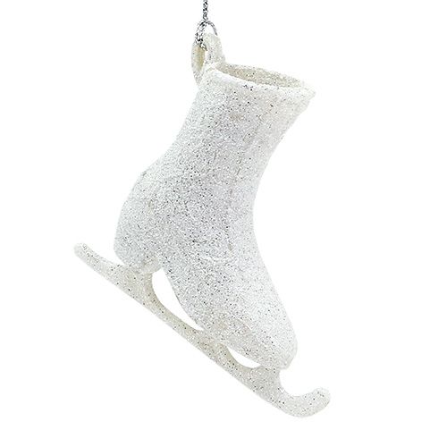 Product Deco trailer ice skate white with glitter 8cm 2pcs