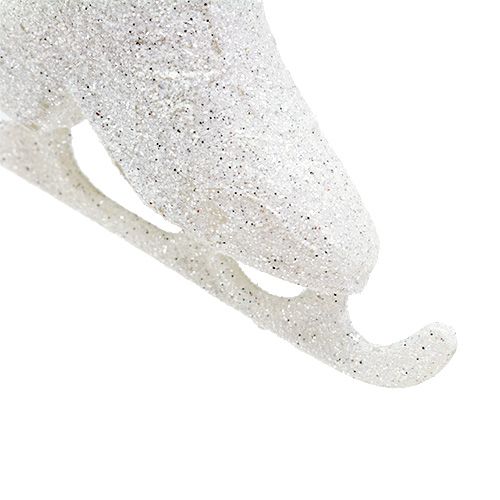 Floristik24 Deco trailer ice skate white with glitter 8cm 2pcs